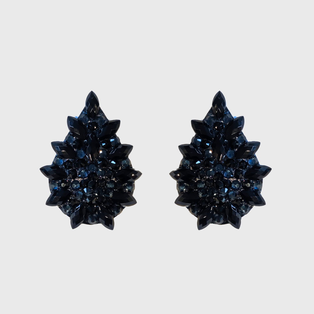 Navette Black & Navy Teardrop Pasties 4.0cm