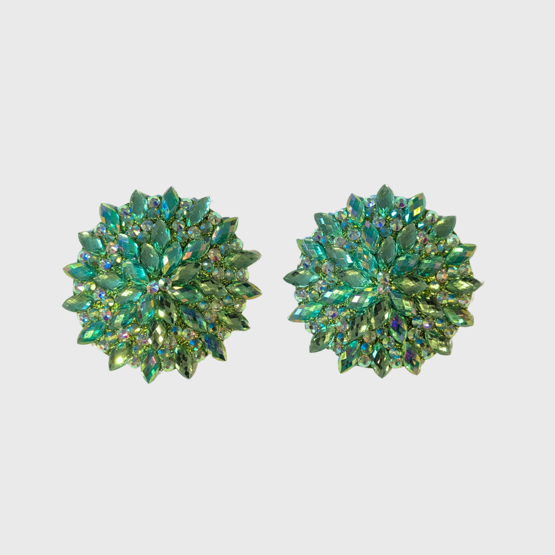 Navette Green AB Circle Pasties 6.0cm