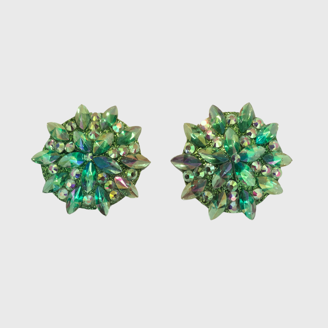 Pointed Navette Green AB Circle Pasties 4.0cm