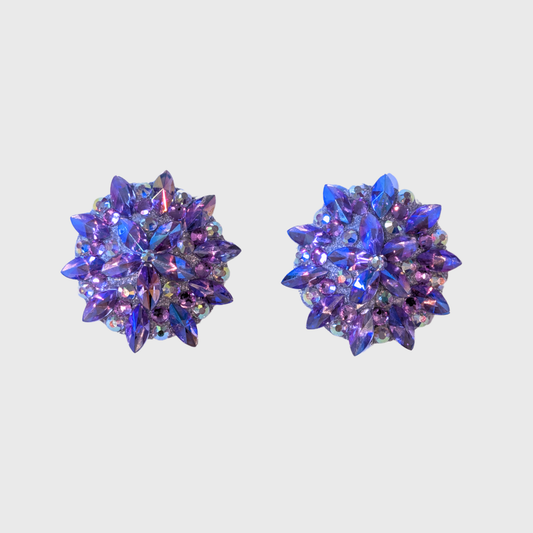 Pointed Navette Light Purple AB Circle Pasties 4.0cm
