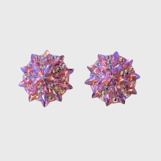 Pointed Navette Light Pink AB Circle Pasties 4.0cm