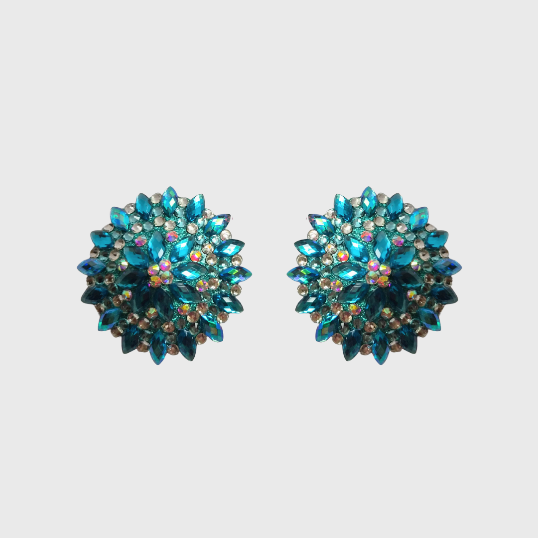 Navette Blue AB Circle Pasties 6.0cm