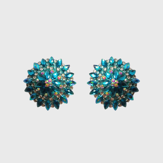 Navette Blue AB Circle Pasties 6.0cm